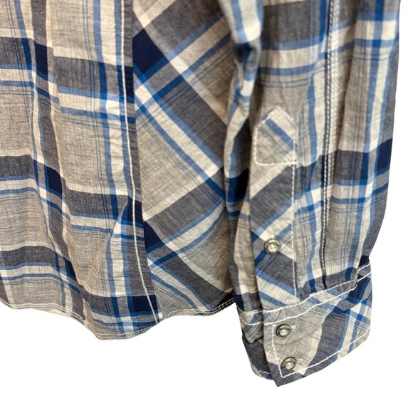 Buckle Black Men's New Light Plaid Grey Button Down Shirt - Size Large - Picture 12 of 13